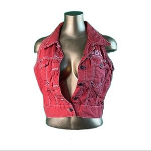 Vintage Get Used Authentic Jeans Burnt Orange Utility Vest Denim Circa early 90s